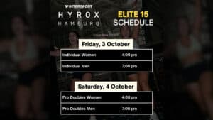 HYROX Hamburg 2025 Elite 15 race times.
