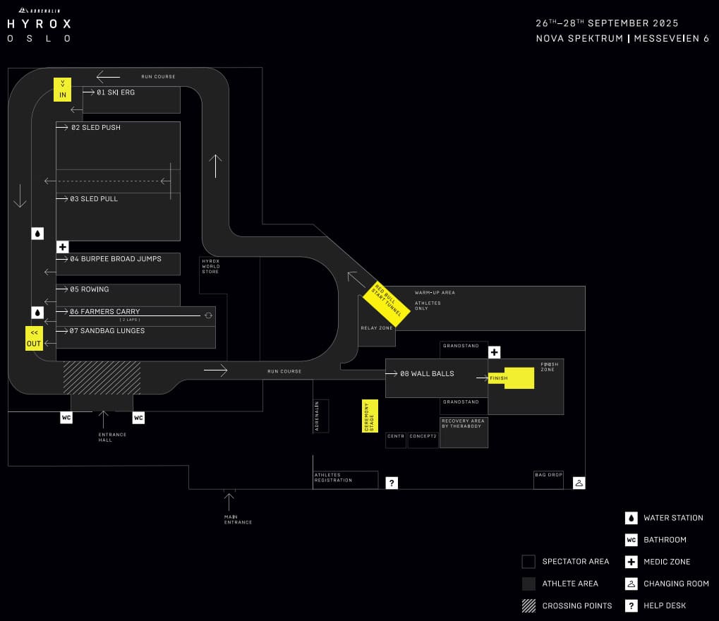 2025 HYROX Oslo course map.