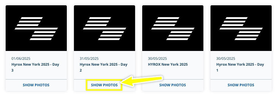 Select HYROX event on Sportograf